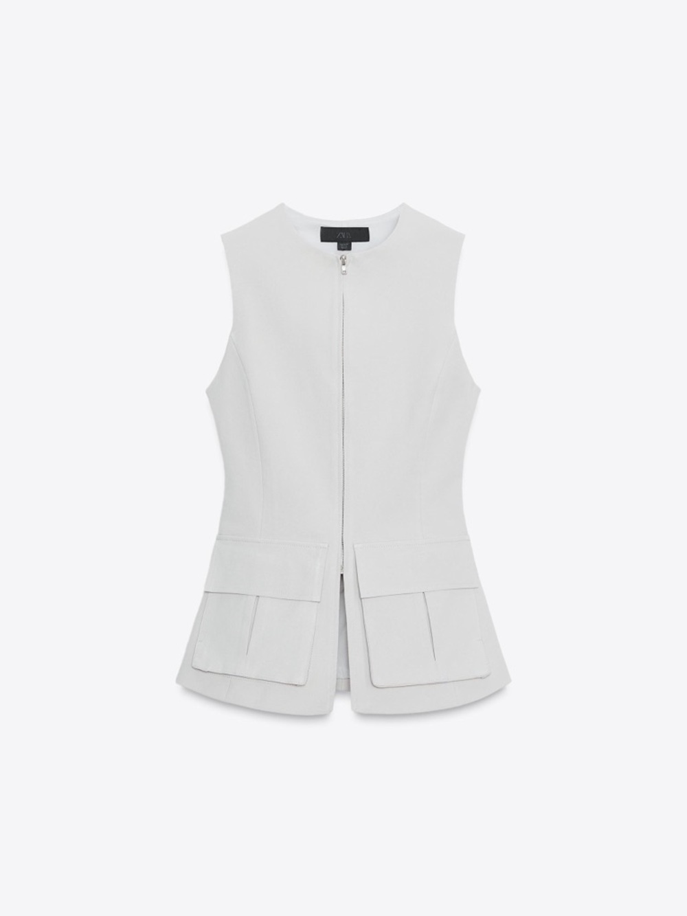 Zara Sleeveless Grey Utility Vest with Front Flap Pockets